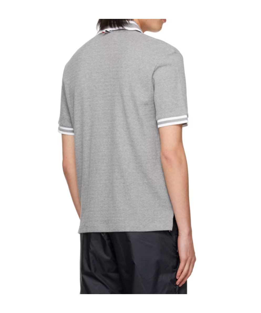 Thom Browne Stripe-trim Cotton Polo Shirt - Men's - Polyamide/cotton/polyurethane In Gray