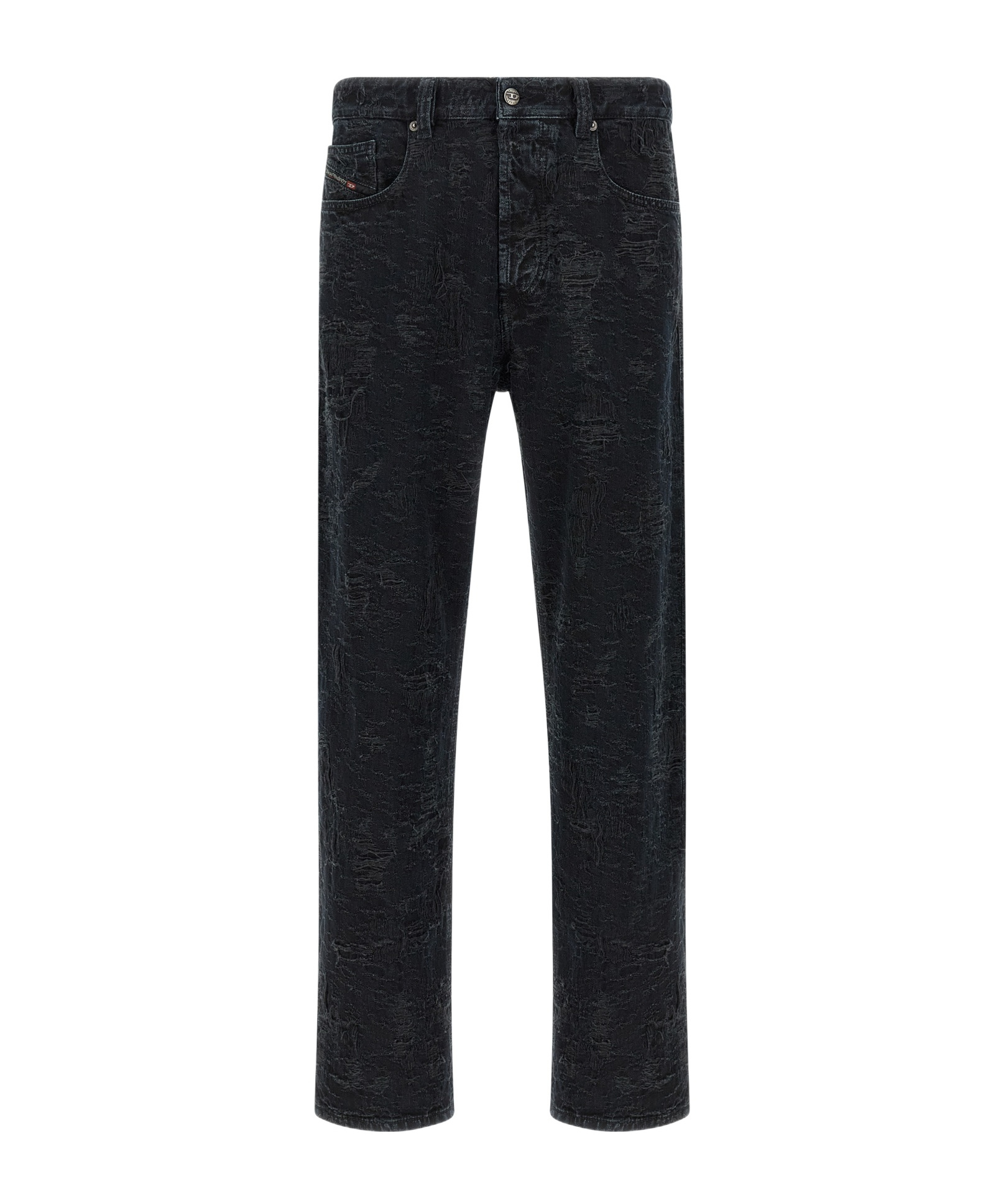 Diesel Distressed Five-pocket Jeans With Belt Loops In Black