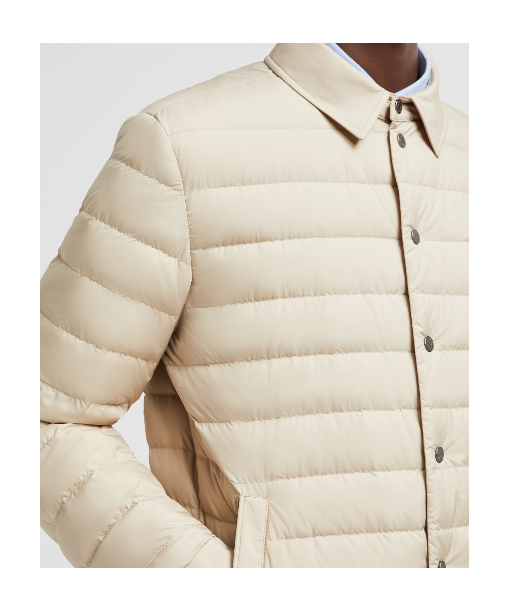Moncler Long-sleeved Down Jacket In Nude