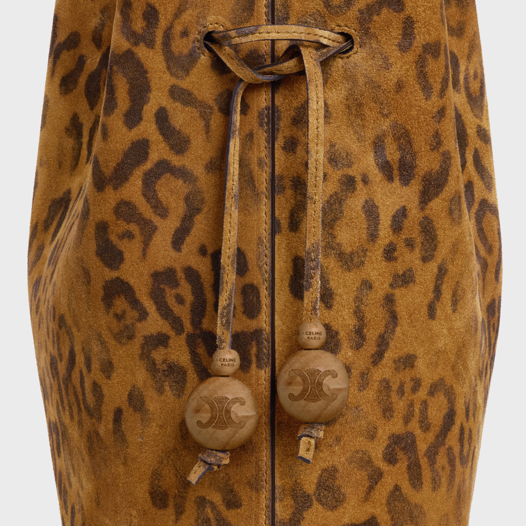 Celine Medium Bucket In Suede Calfskin Leopard Print In Leopard