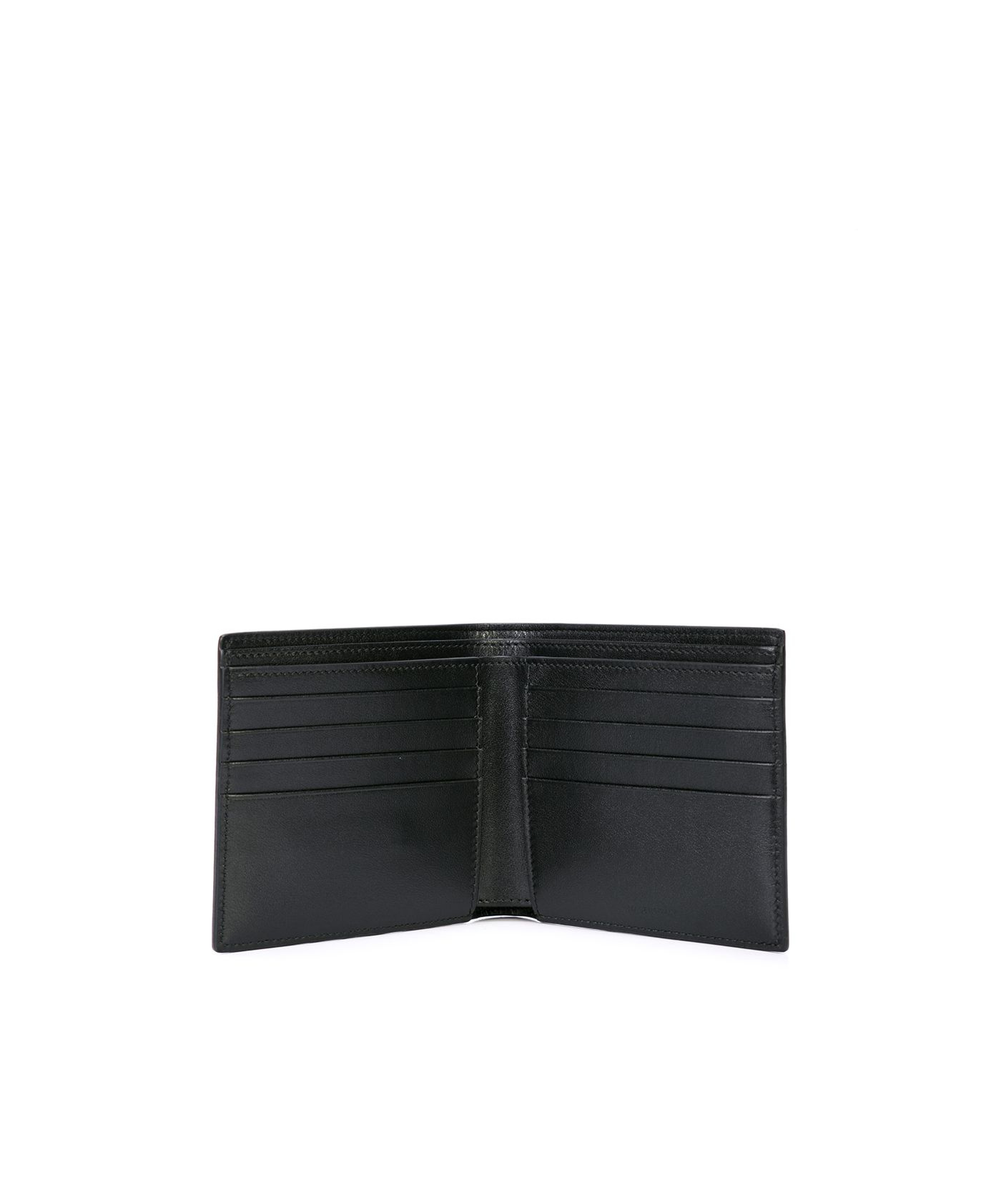 Celine Coated Canvas And Cow Leather Double Fold Wallet In Black