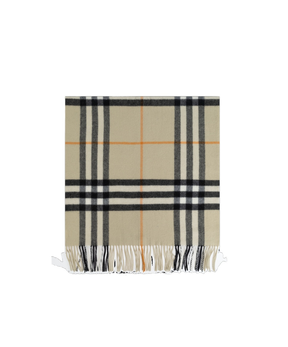 Burberry Wide Check Cashmere Scarf In Nude