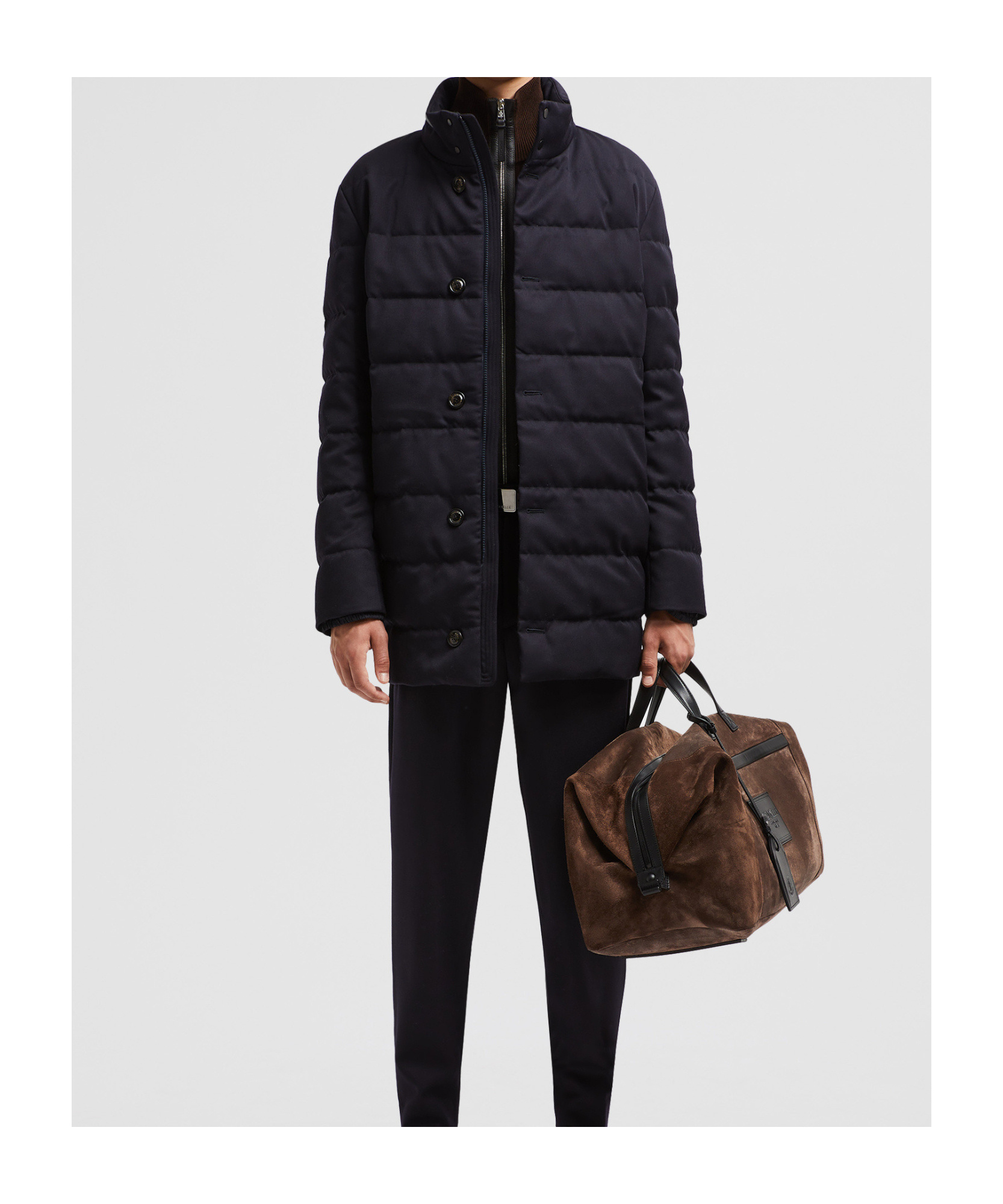 Moncler Vallonpierre Wool Long Down Jacket In Blue