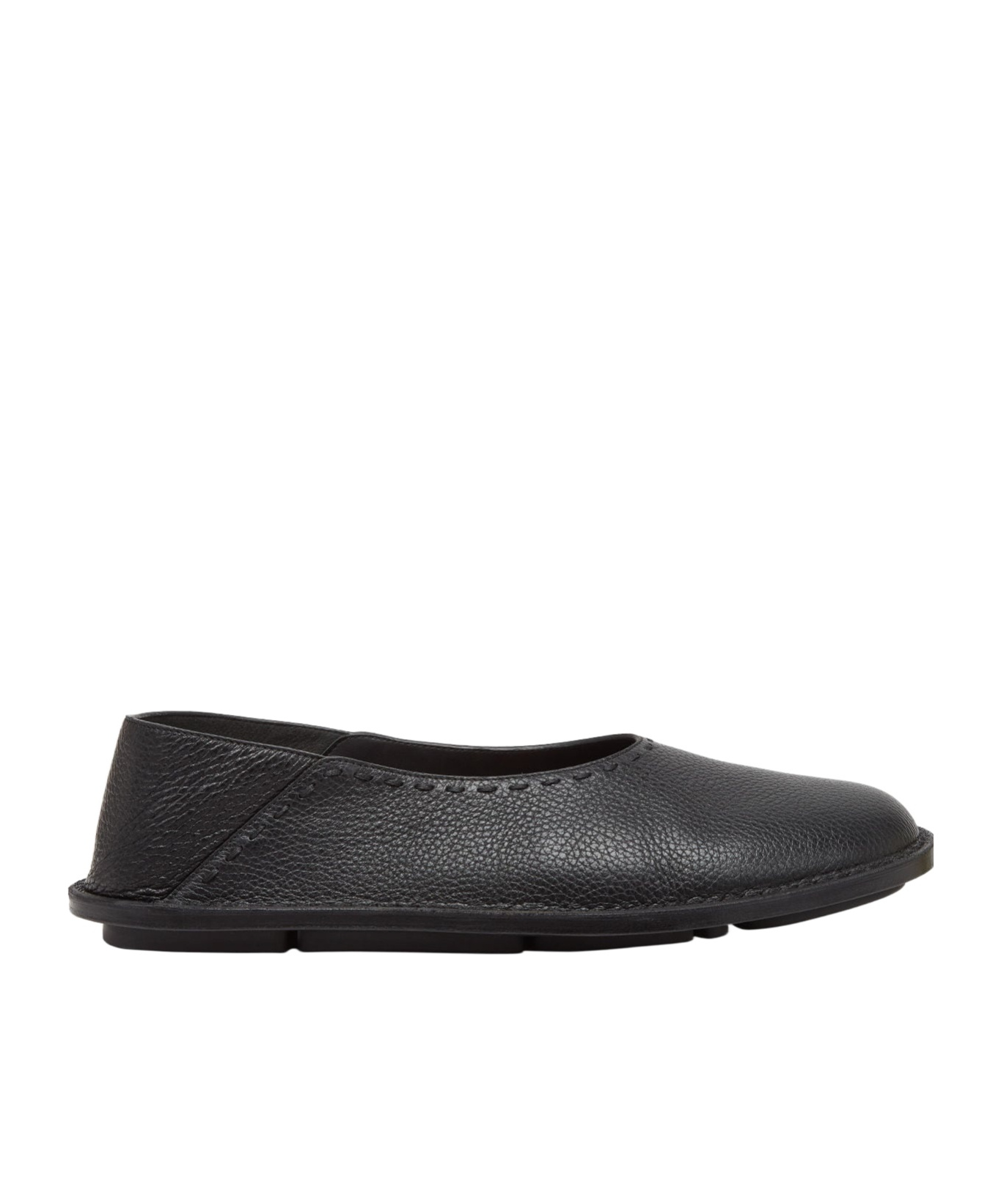 Fendi Slip-on Black Calf Leather Ballerinas In Black
