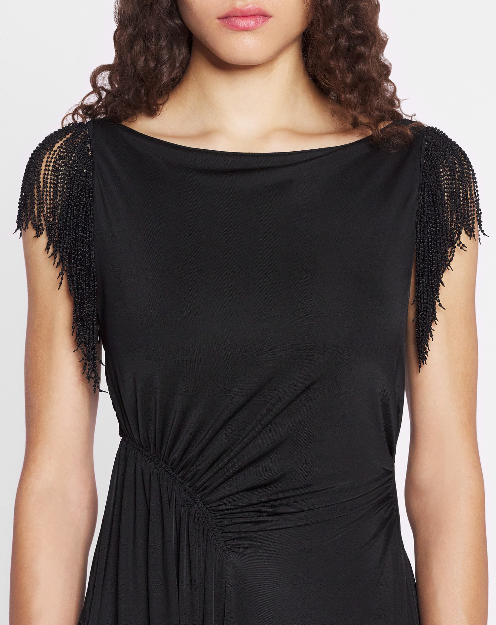 Lanvin Embroidered-detailing Midi Dress In Black