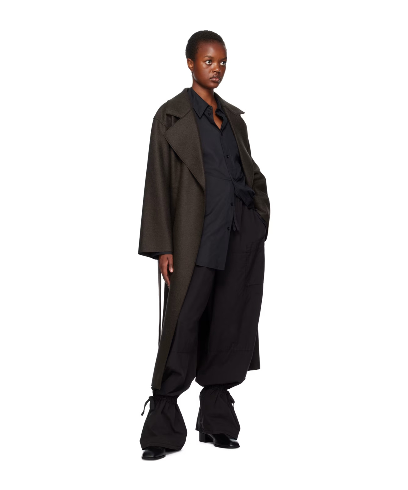 Shop Harris Wharf London Girdle Coat In Black
