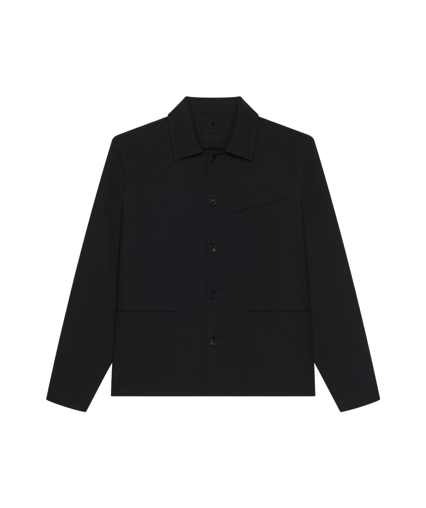 Givenchy Classic-collar Wool Shirt In Black