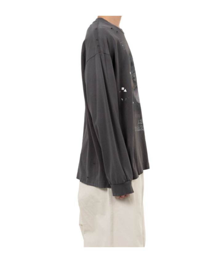 Miharayasuhiro Maison Mihara Yasuhiro Distressed Graphic T-shirt With Logo Patches And Embellishments In Gray