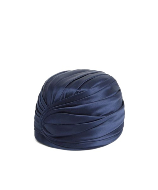 Valentino Rigid Silk & Nylon Turban In Blue/gold