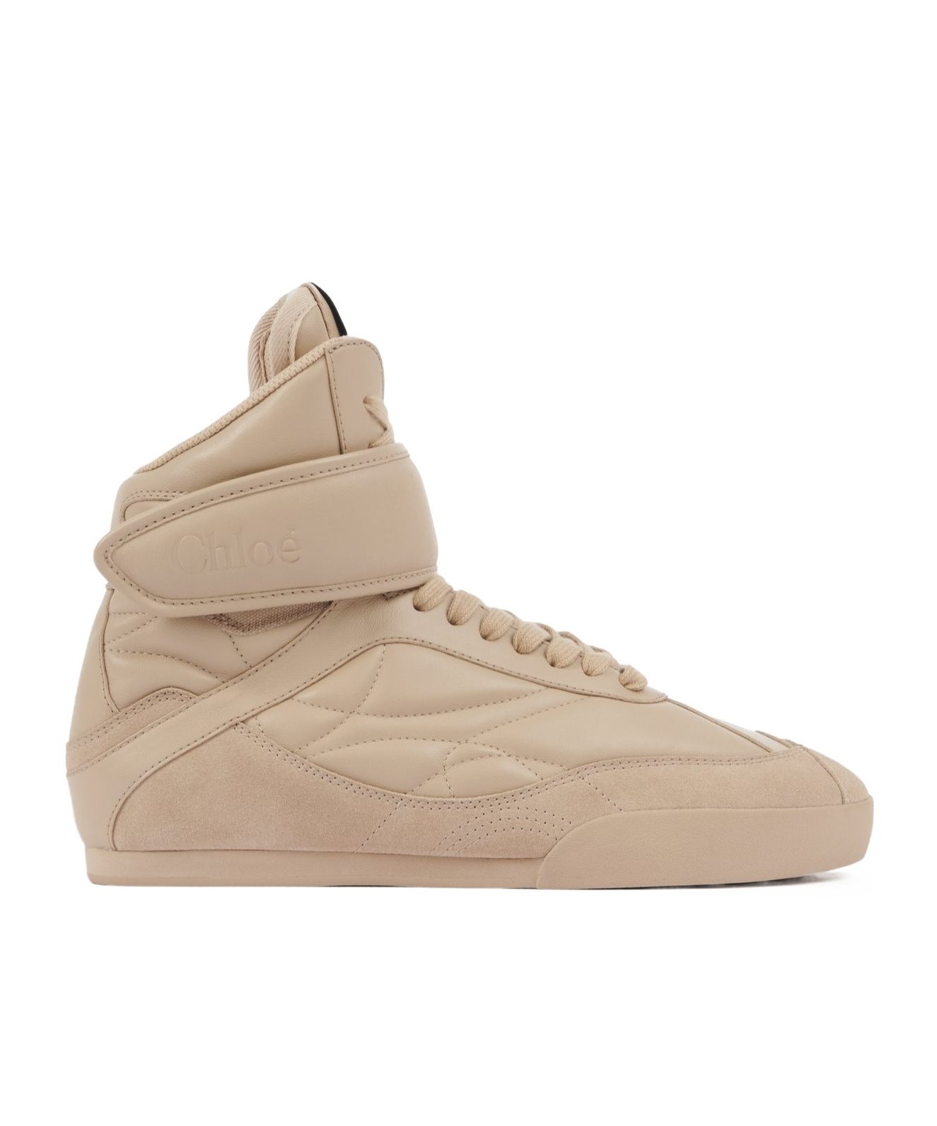 Chloé Kick Suede-trimmed Quilted Leather High-top Sneakers In Nude
