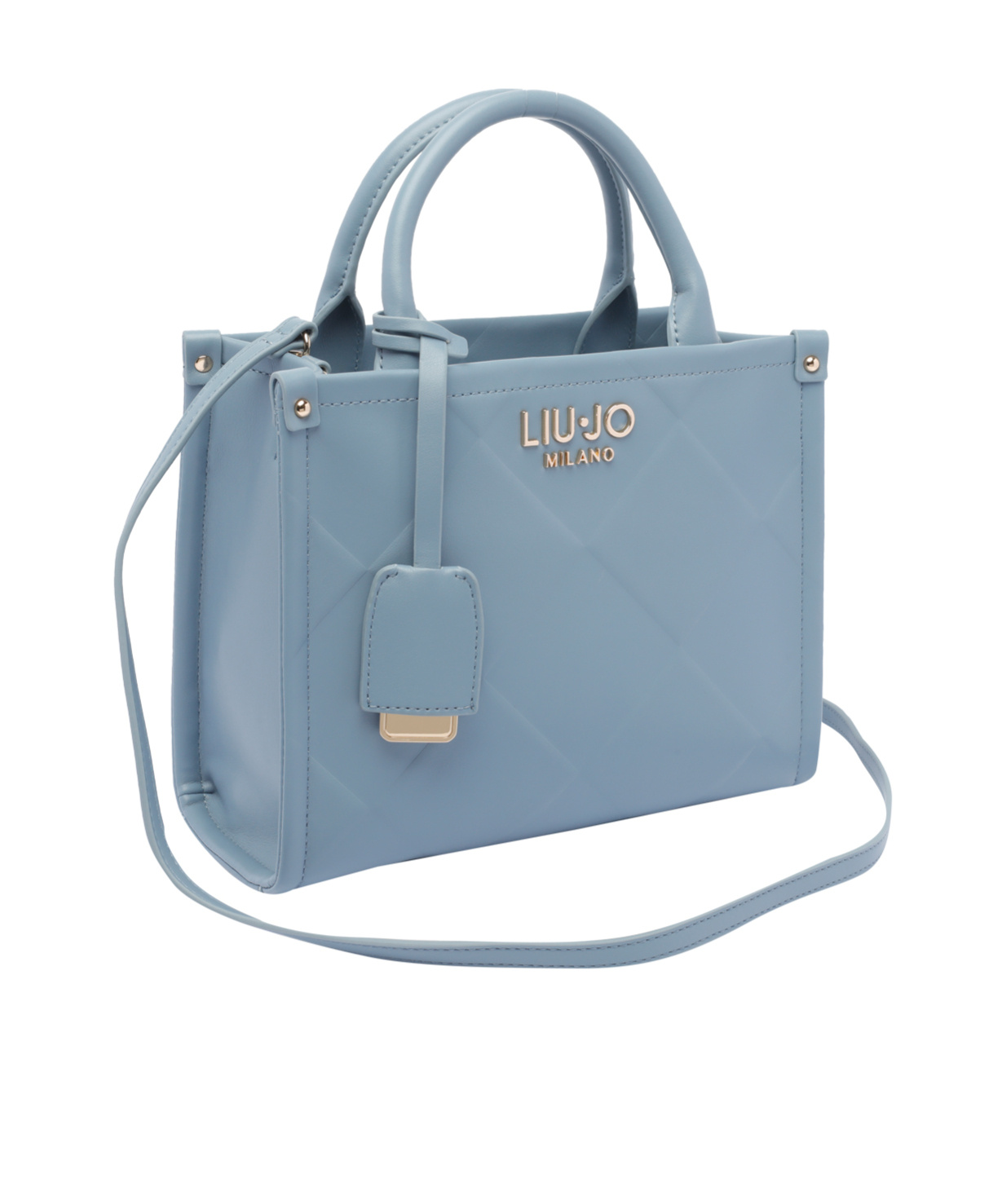Liu •jo Quilted Denim Cross-body Bag With 2 Handles In Blue
