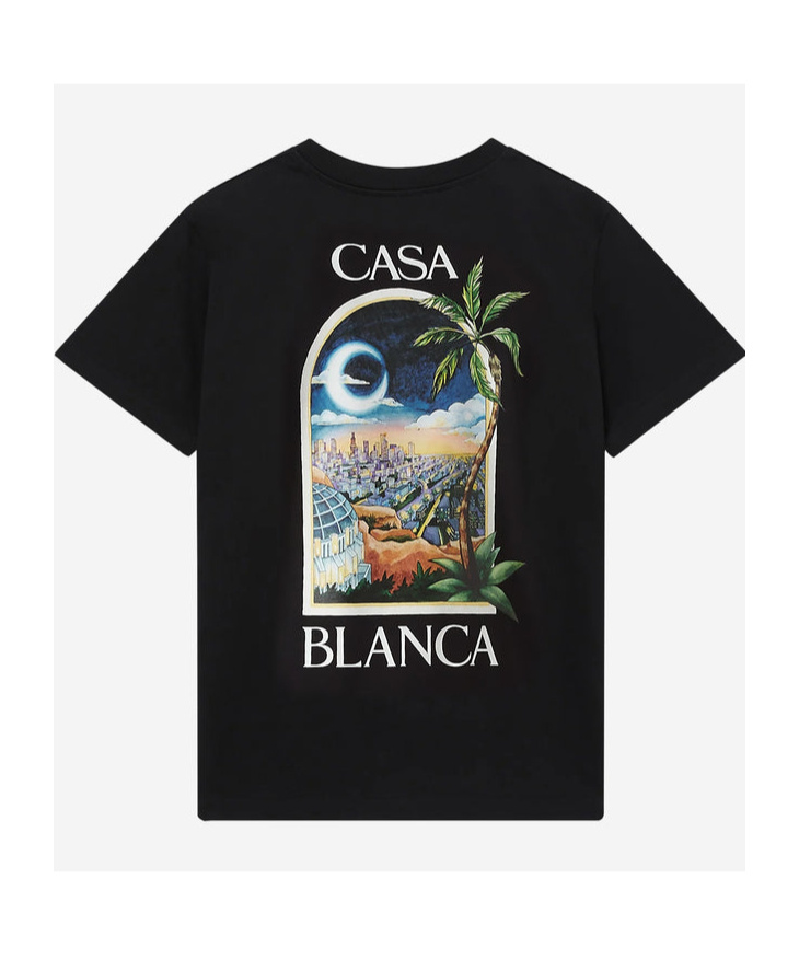 Casablanca La Night Oversized Logo-print Organic Cotton-jersey T-shirt In Black