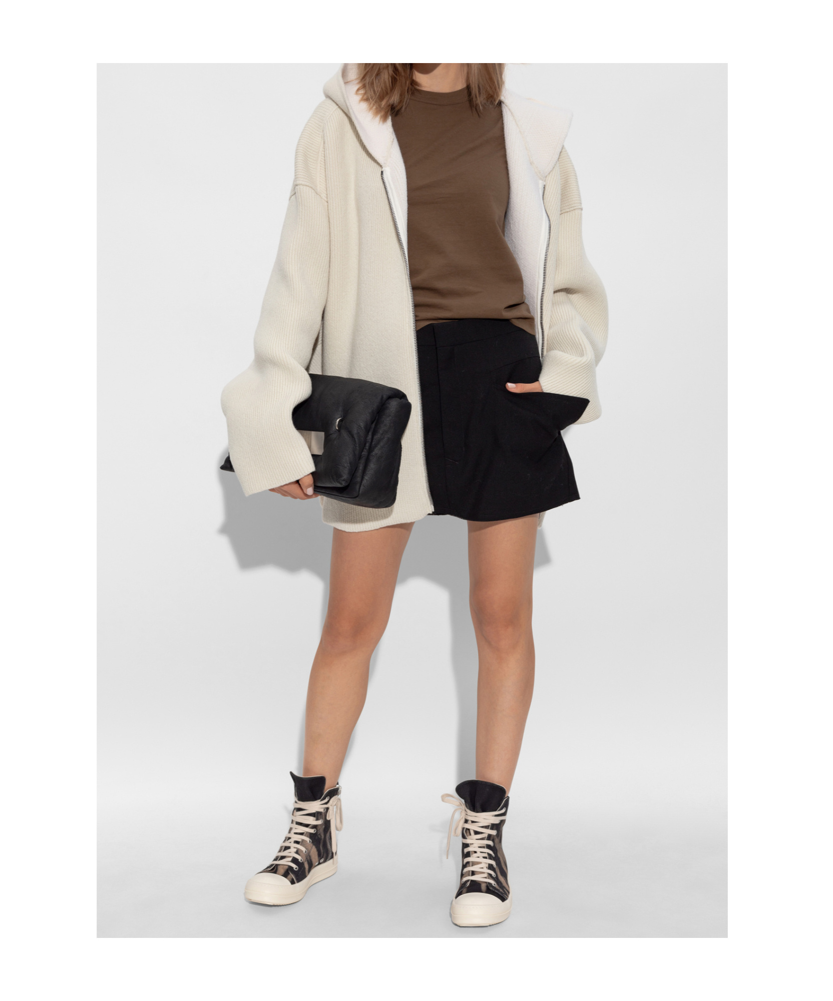 Rick Owens Cropped Level T-shirt In Brown