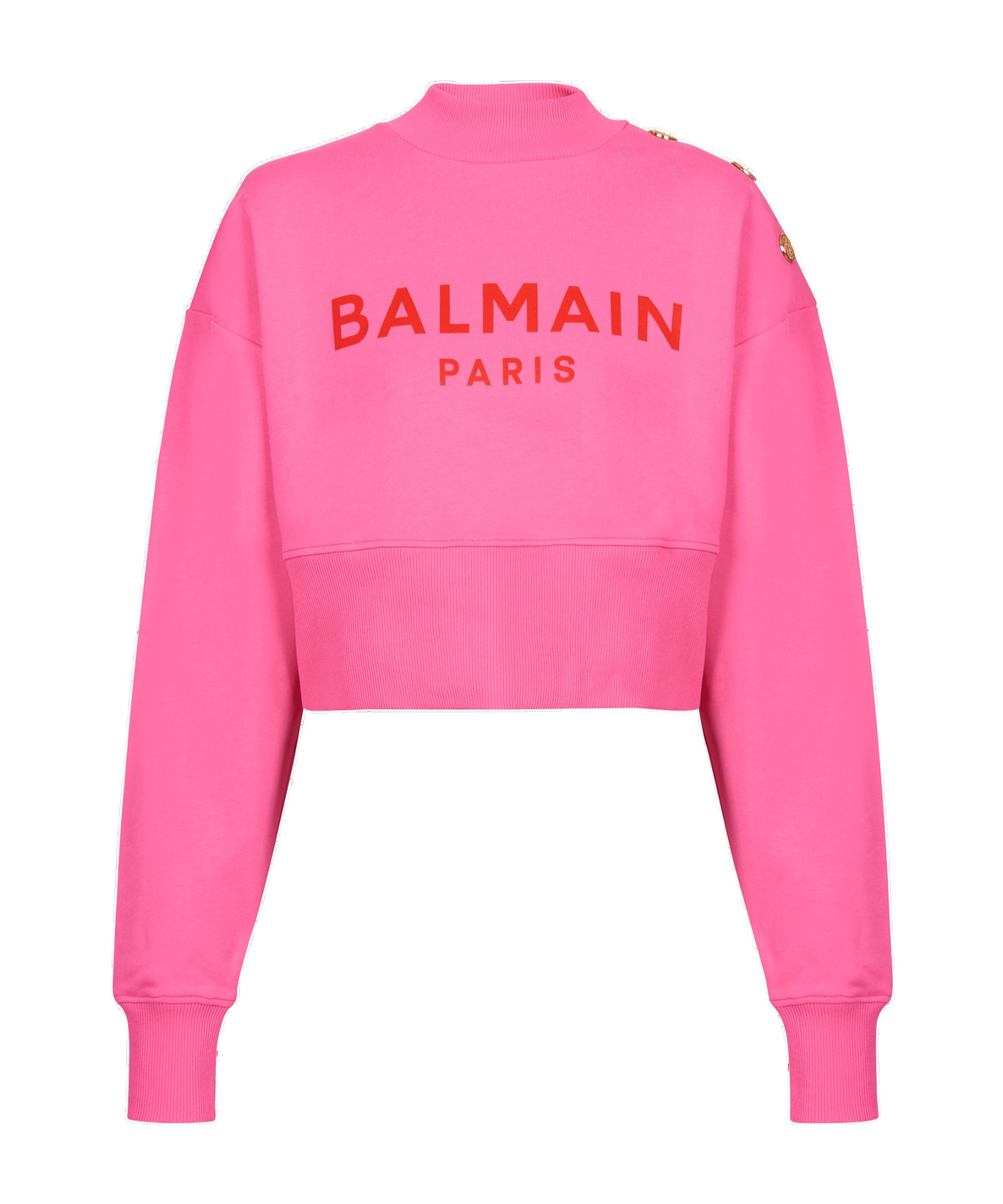 BALMAIN CROPPED SWEATSHIRT WITH BALMAIN PARIS PRINT