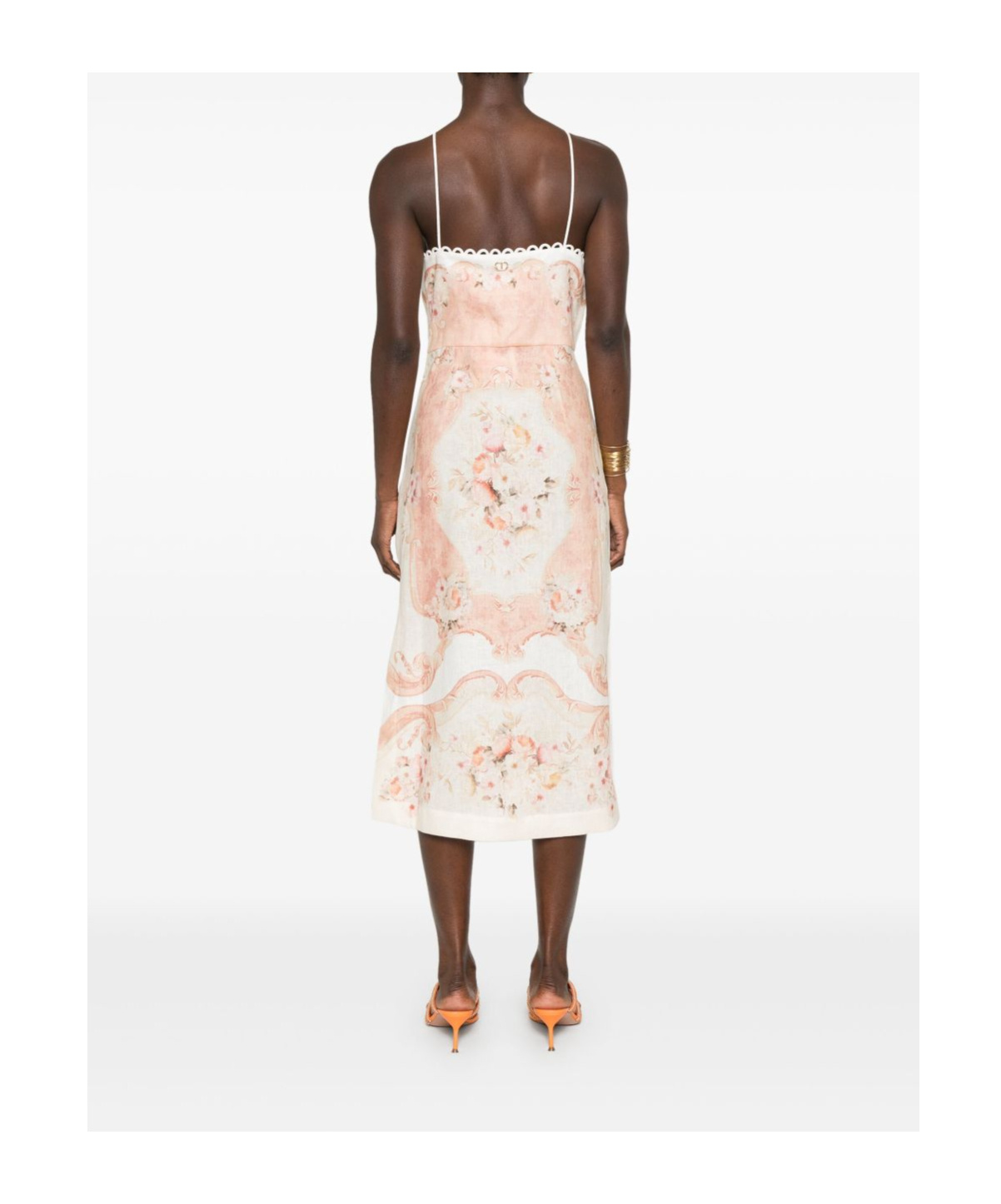 Shop Twinset Printed Linen Midi Dress