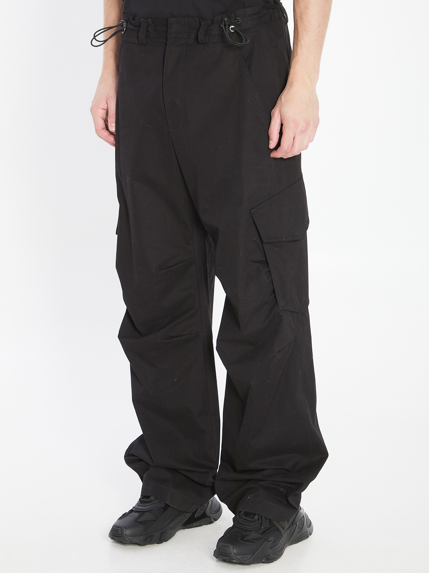 Dolce & Gabbana Adjustable Waistband Cargo Pants With Drawstring In Black