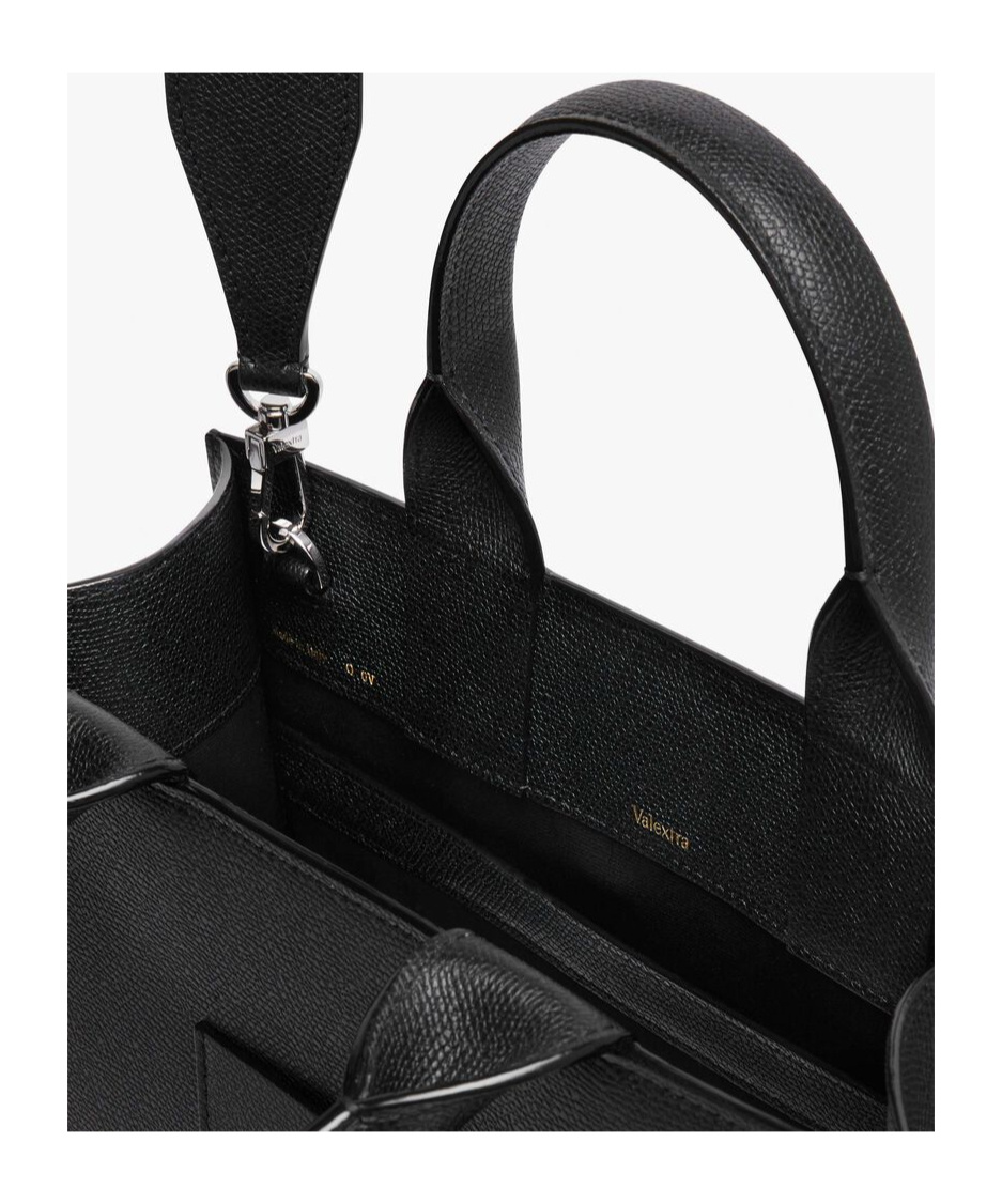 Shop Valextra Mini Boxy Leather Tote Bag In Black