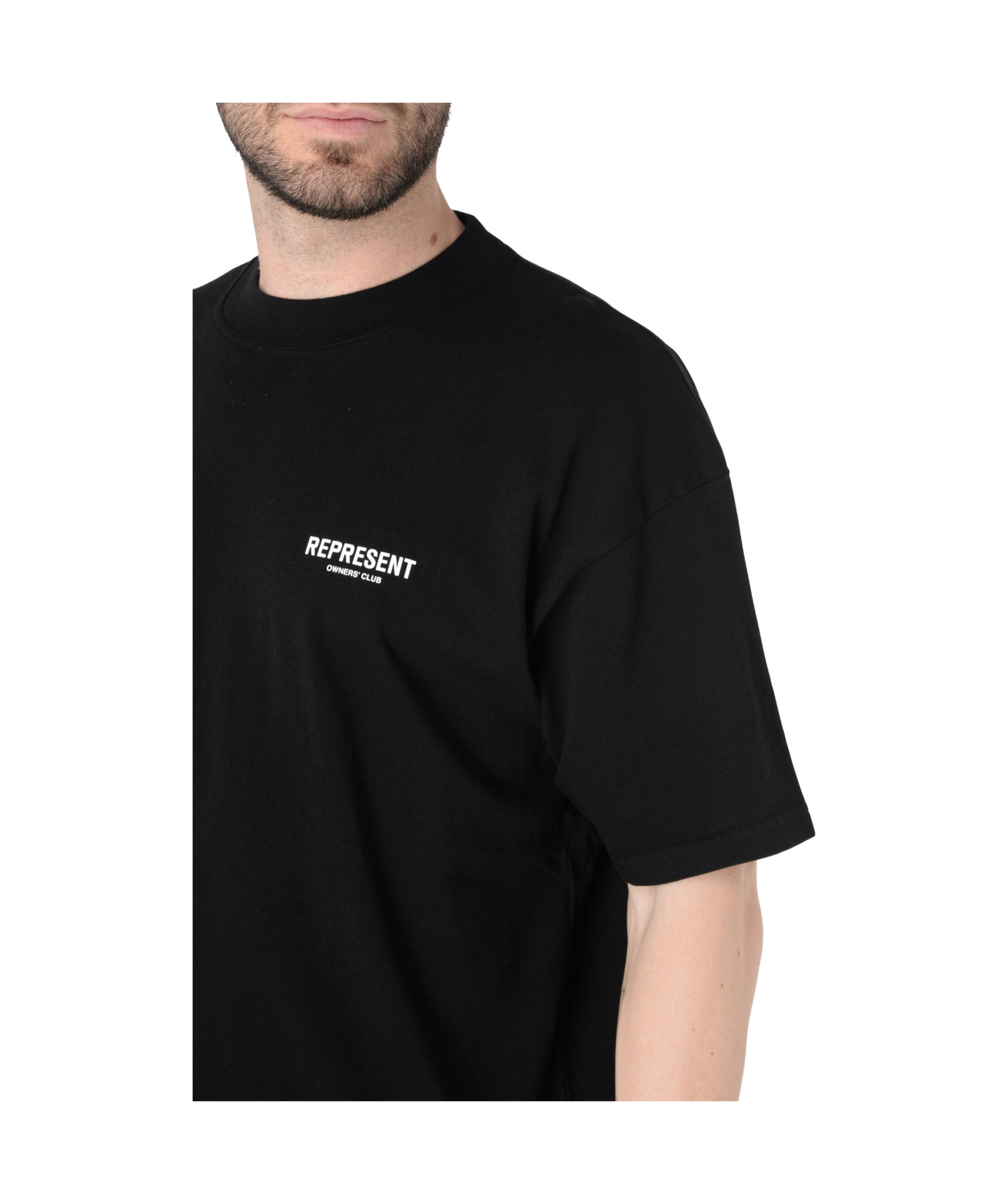 Represent Owners Club Logo Printed Crewneck T-shirt In Black