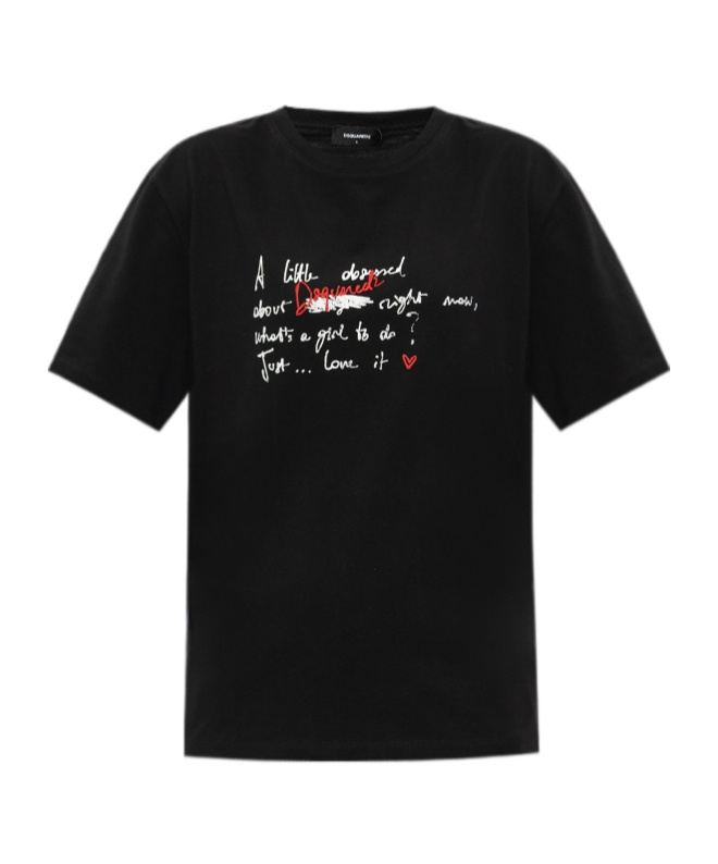 Dsquared2 Logo-embroidered T-shirt In Black