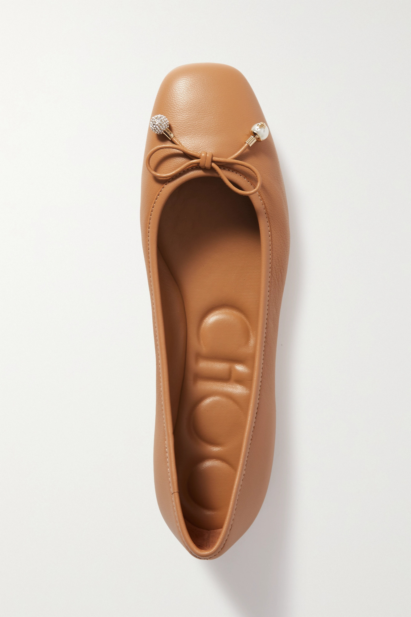 Jimmy Choo Neutral Elme Leather Ballet Pumps - Women's - Calf Leather In Nude
