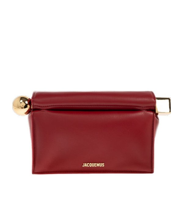 Jacquemus Leather Clutch Bag Top Handle In Red