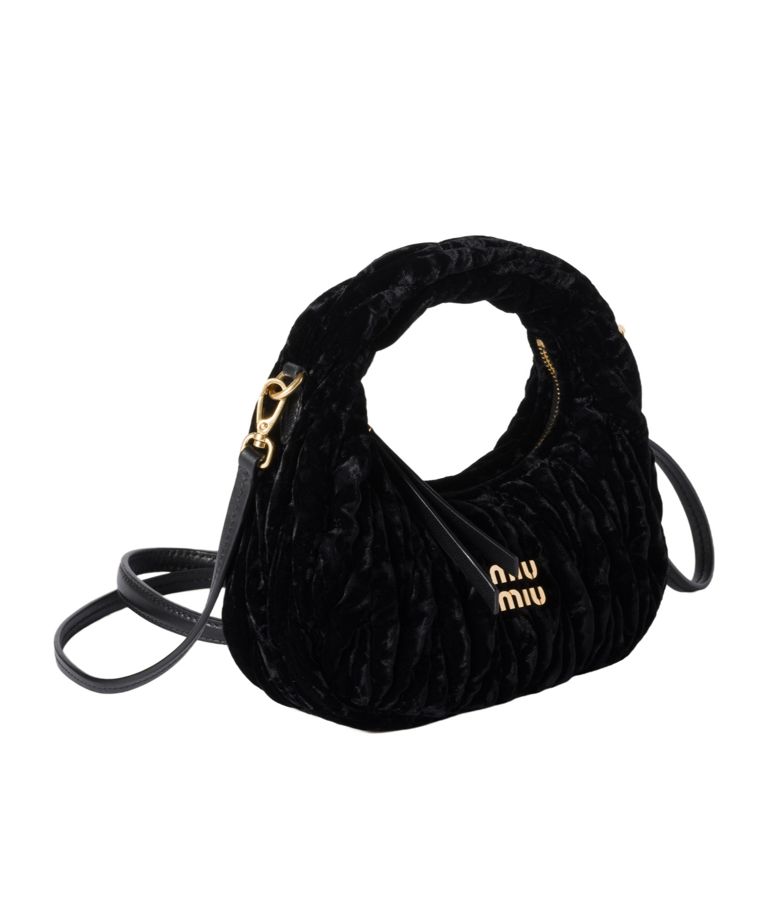 Miu Miu Women Black Velvet Mini Wander Handbag In Black