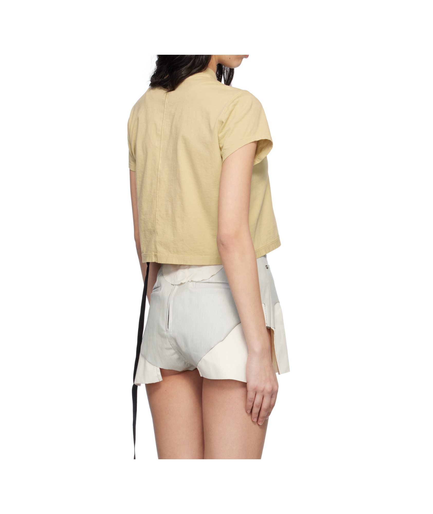 Rick Owens Drkshdw Beige Hollywood Cropped Small Level T-shirt In Parchment