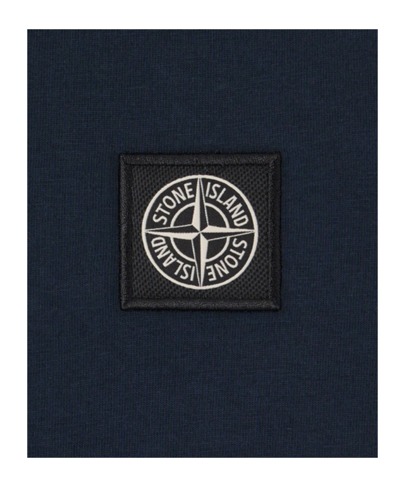 Stone Island Short-sleeve T-shirt With Compass Patch And Chain Stitching In Blue