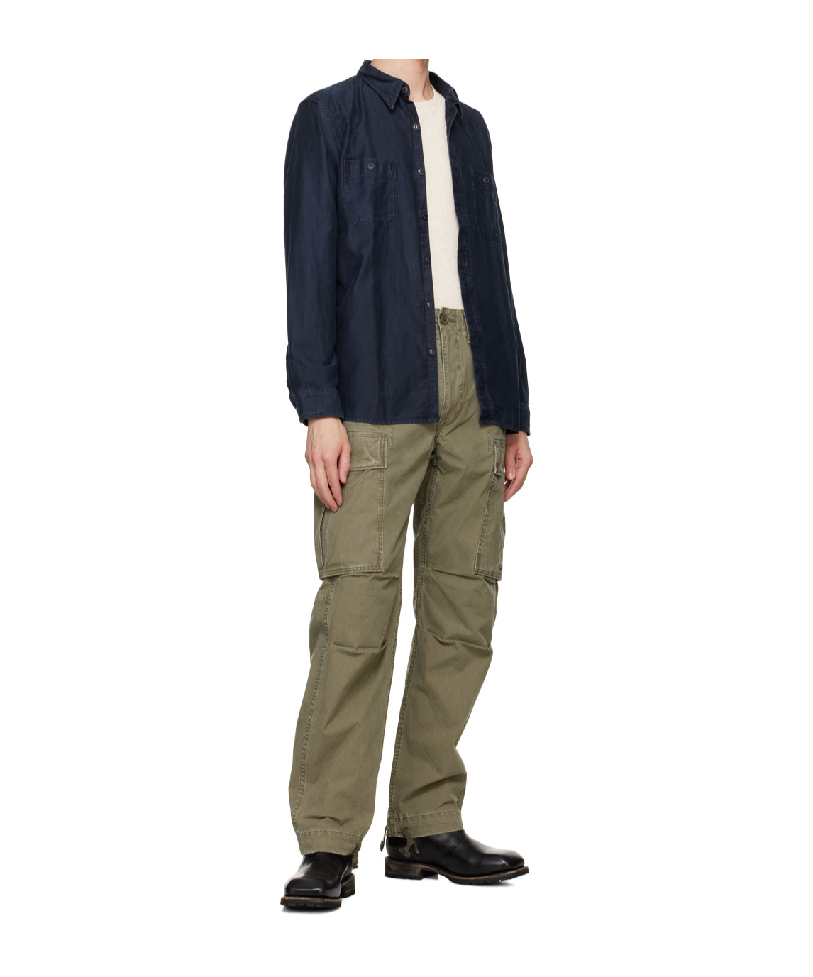 Rrl Cameron Cotton-linen Shirt In Blue