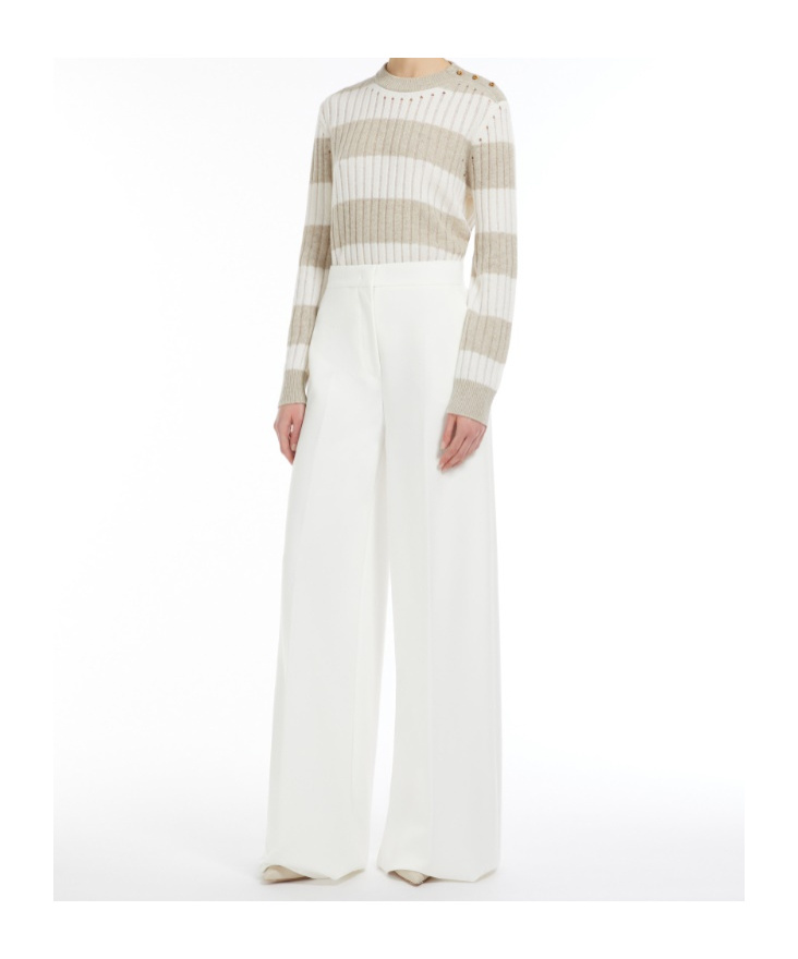 Shop Max Mara Compact Jersey Trousers In White