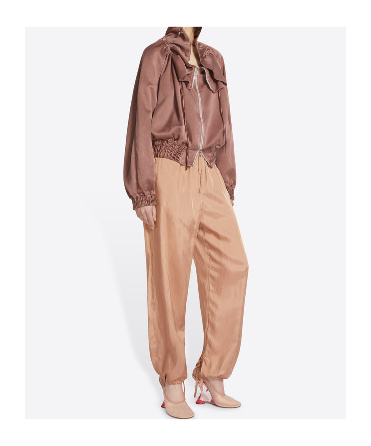 Dries Van Noten Straight Leg Trousers Elastic Waistband In Nude