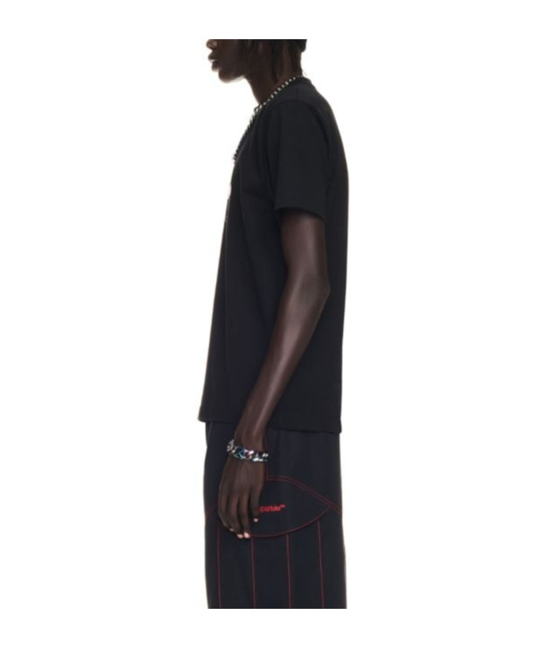 Off-white 'spray Arrow' Black Crewneck T-shirt With Logo Lettering On The Front And Maxi Logo Print On The Rea In Black