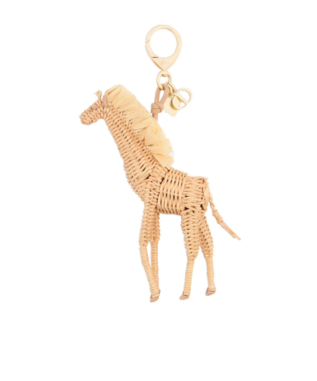 Dior Iviera Toile De Jouy Sauvage Giraffe Bag Charm In Brown
