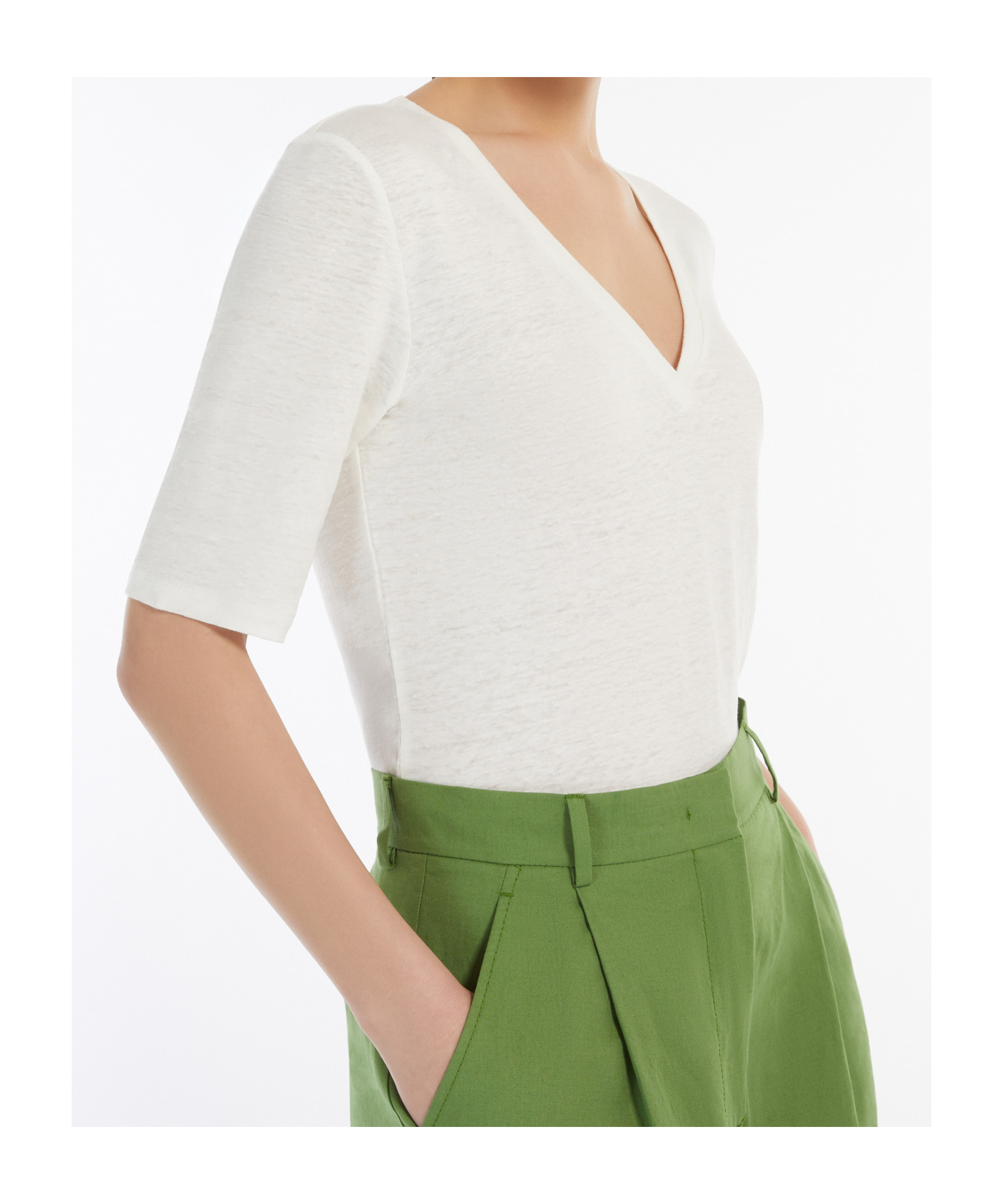 Weekend Max Mara Sleeves V-neckline Short Plain In White