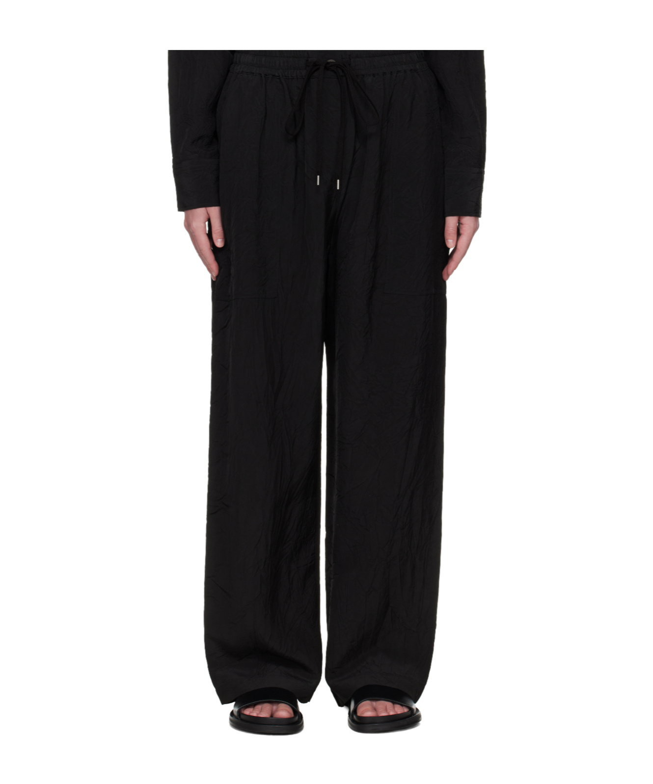 Studio Nicholson Capel Drawstring Straight-leg Trousers In Black