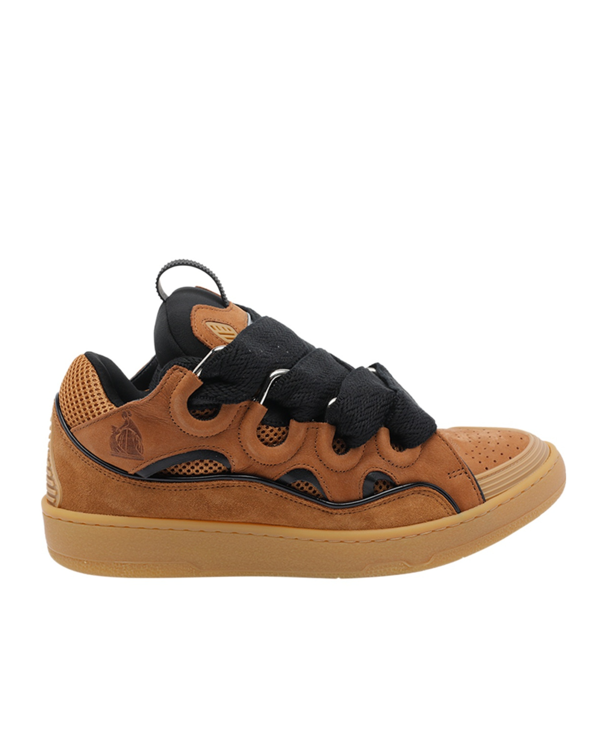 Lanvin Suede Sneakers With Rubber Sole And Pull Tab In Brown