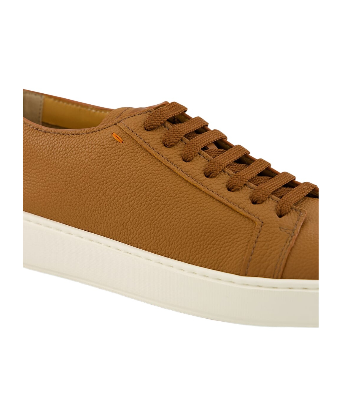 Santoni Leather Lace-up Sneakers In Brown