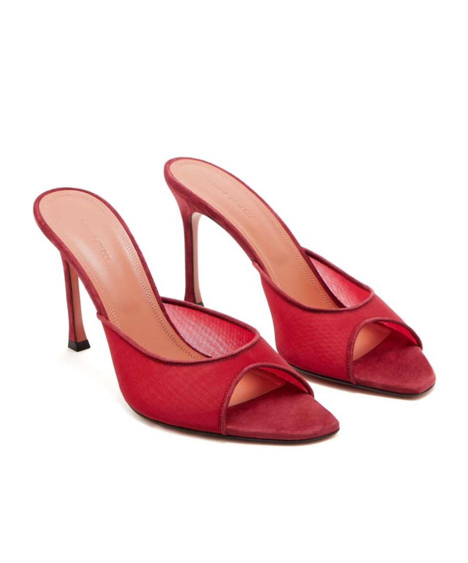 Amina Muaddi Women Alexa Mesh Mules In Red
