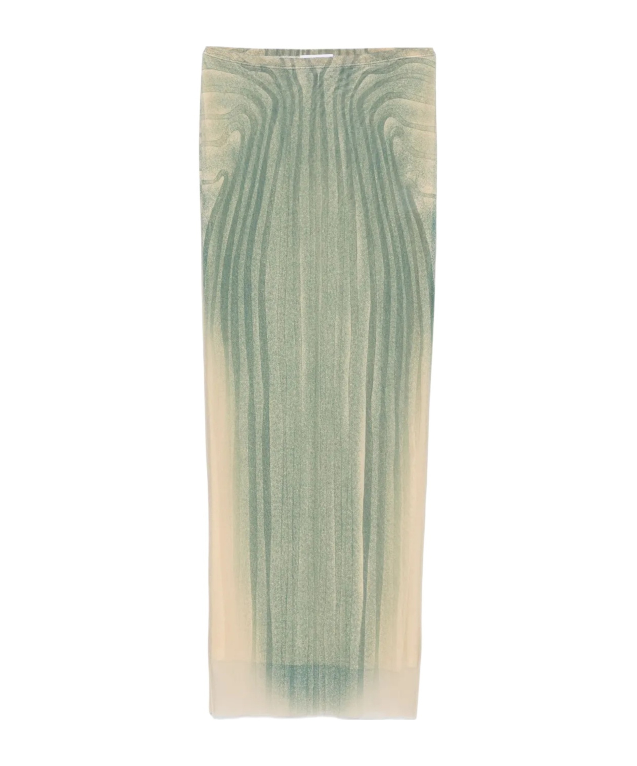 Jean Paul Gaultier Mesh Spiral Long Skirt In Nude