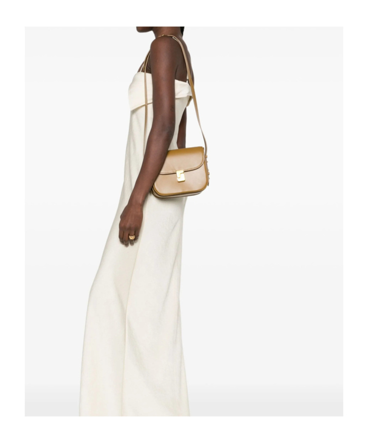 Soeur Mini Bellissima Flap-fastening Studded Shoulder Bag In Brown
