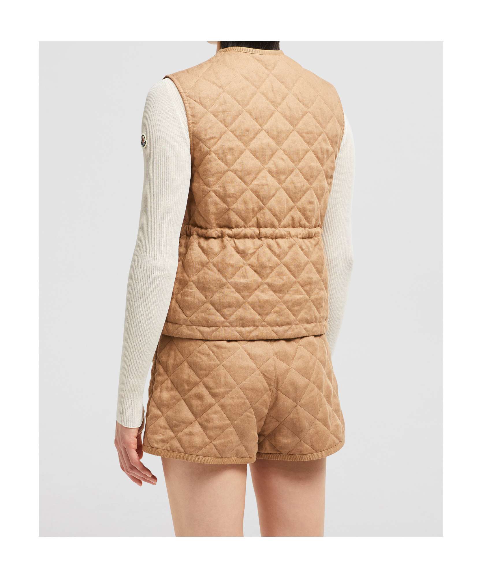 Moncler Gilet En Lin Vigny À Matelassage En Losanges In Brown