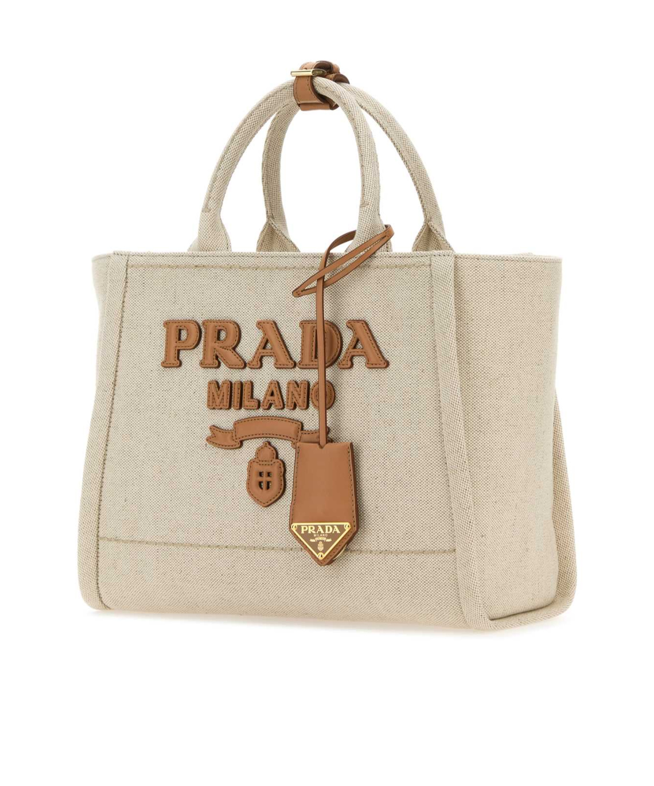 PRADA LARGE LINEN BLEND TOTE BAG