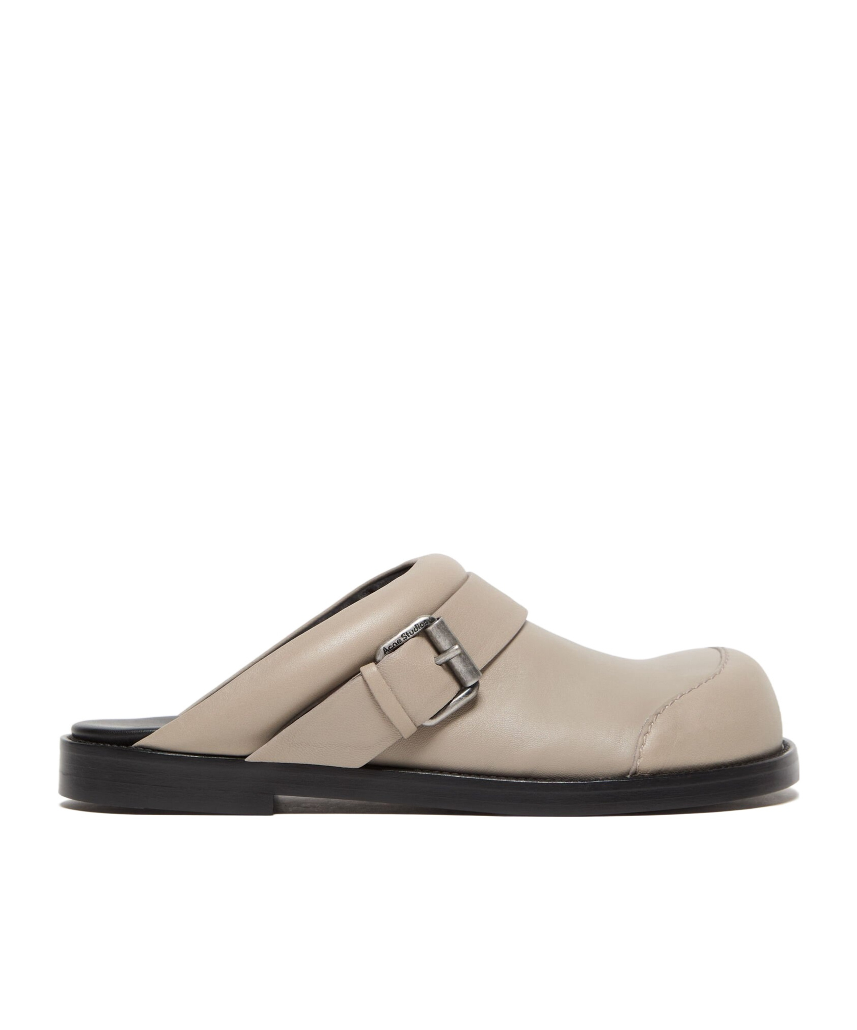 Acne Studios 20mm Leather Mules W/ Buckle Strap In Nude