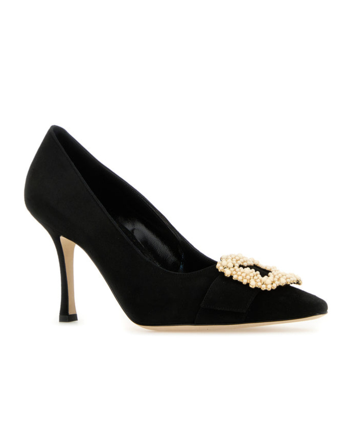 Manolo Blahnik 70mm Hangisi Crystal-buckle Pumps In Black