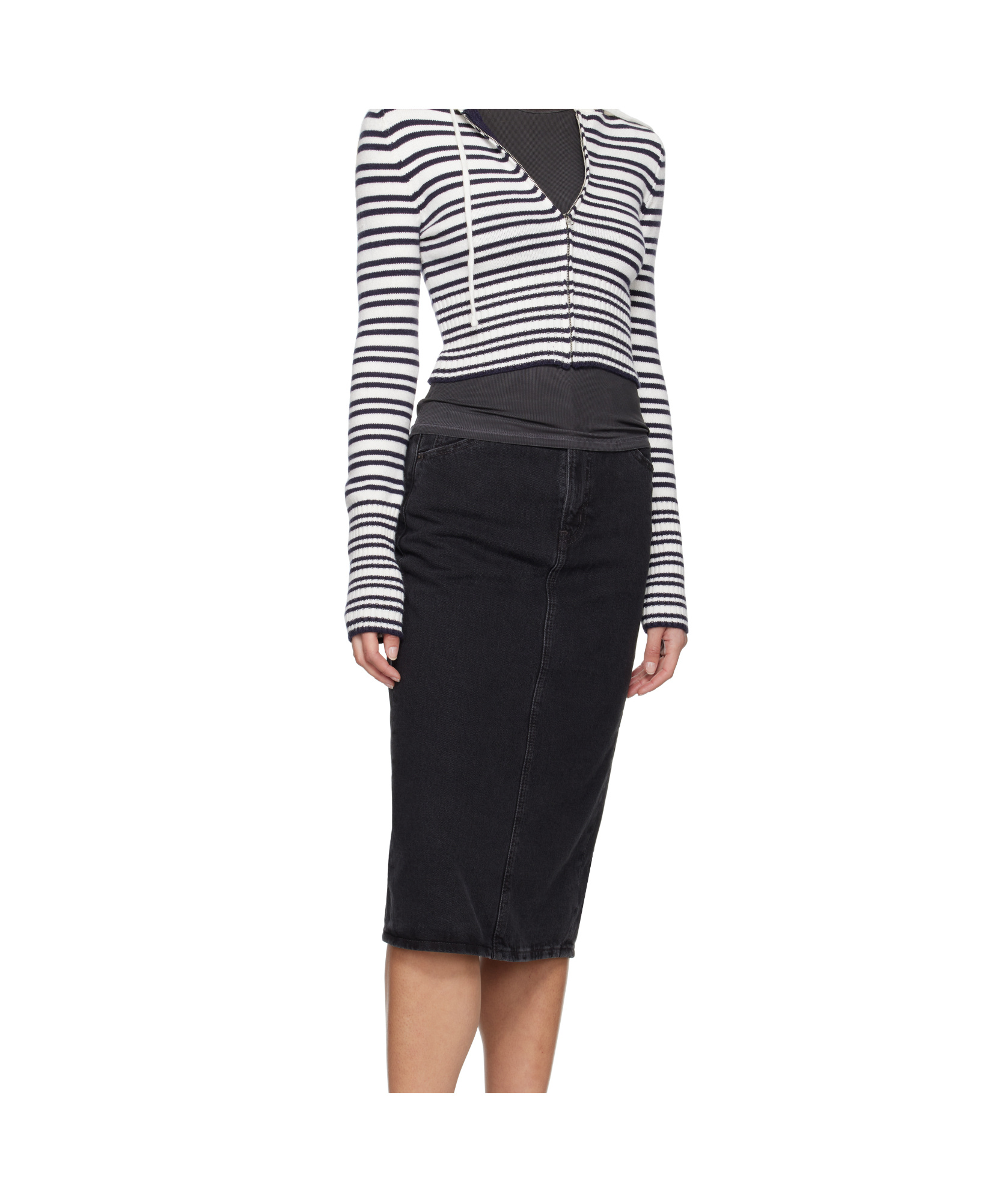 Levi's Black High Rise Slit Midi Skirt In Black