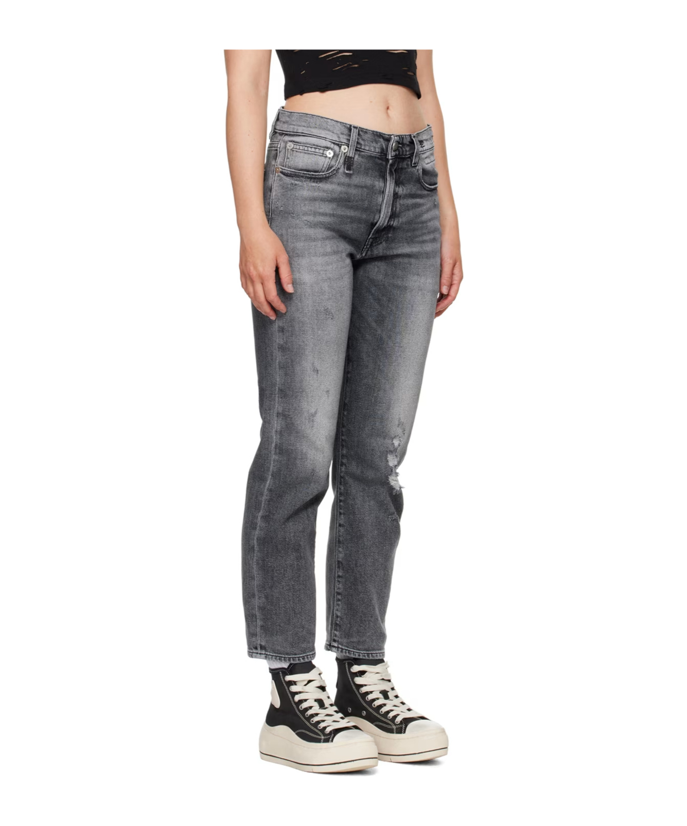 R13 Cropped Boyfriend Jeans In Black