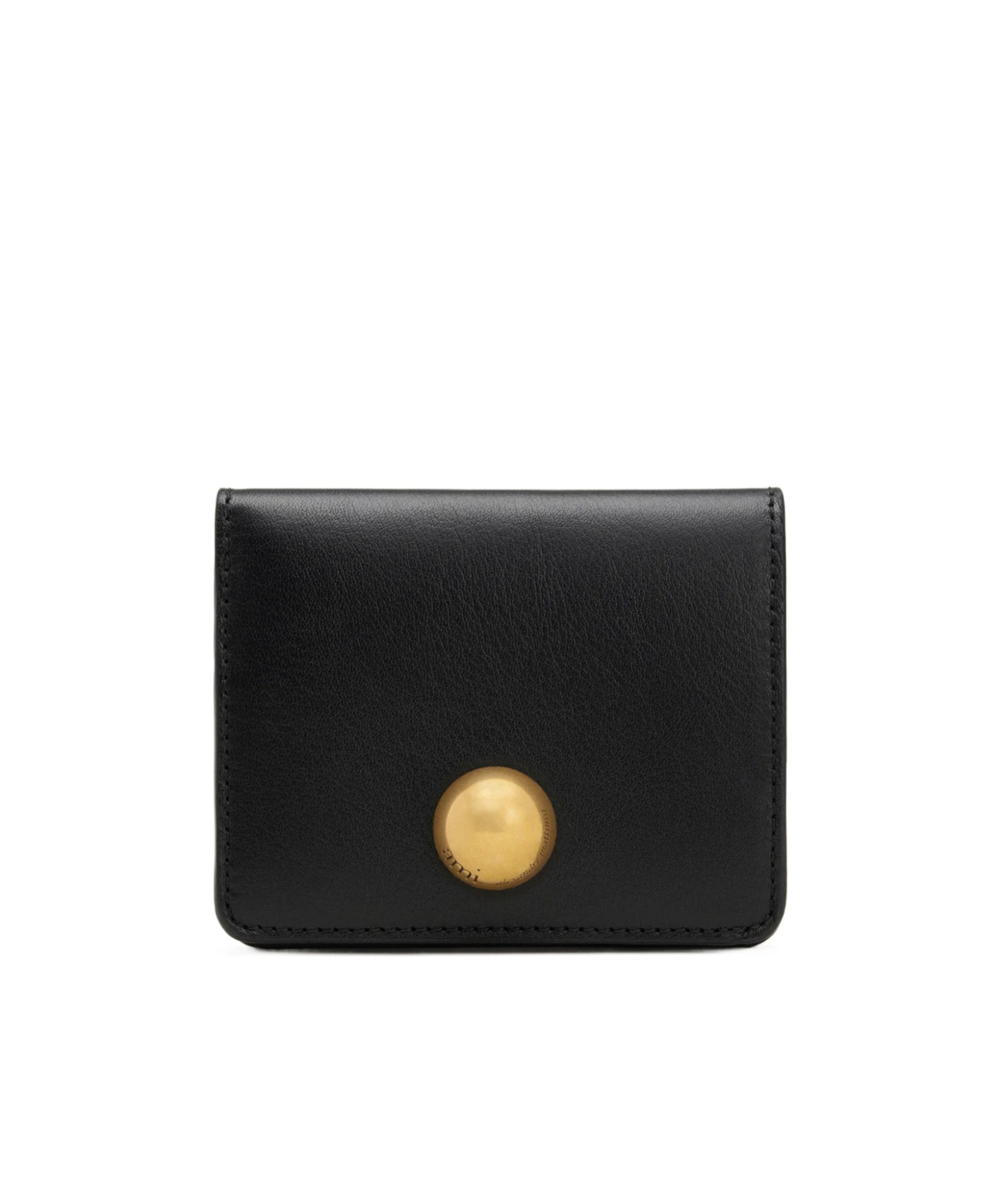 Ami Alexandre Mattiussi Black Smooth Leather Carrousel Folded Wallet In Black