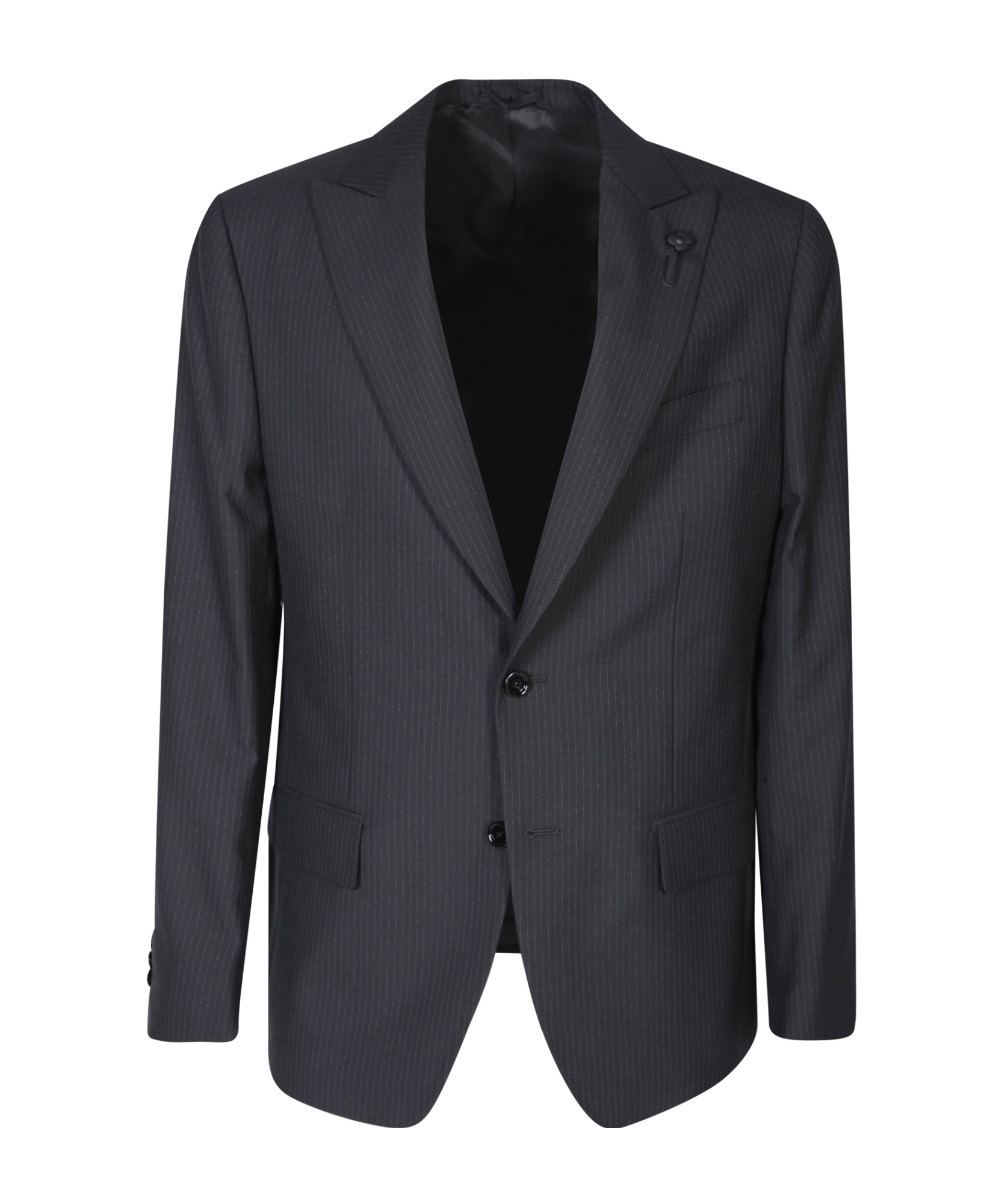 Lardini Pinstriped Single-breasted Suit In Black