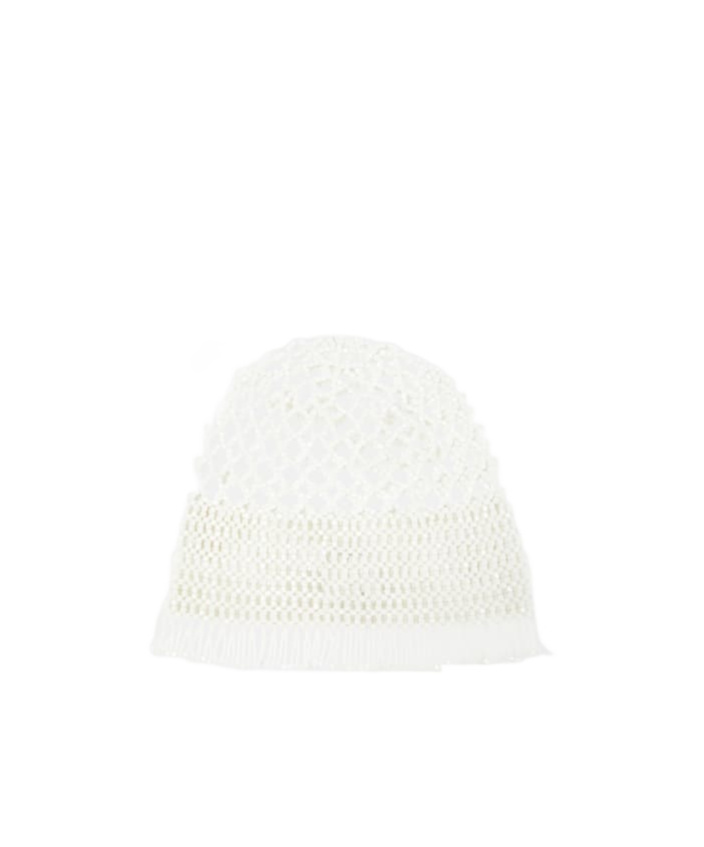 Jil Sander Beaded Hat In White