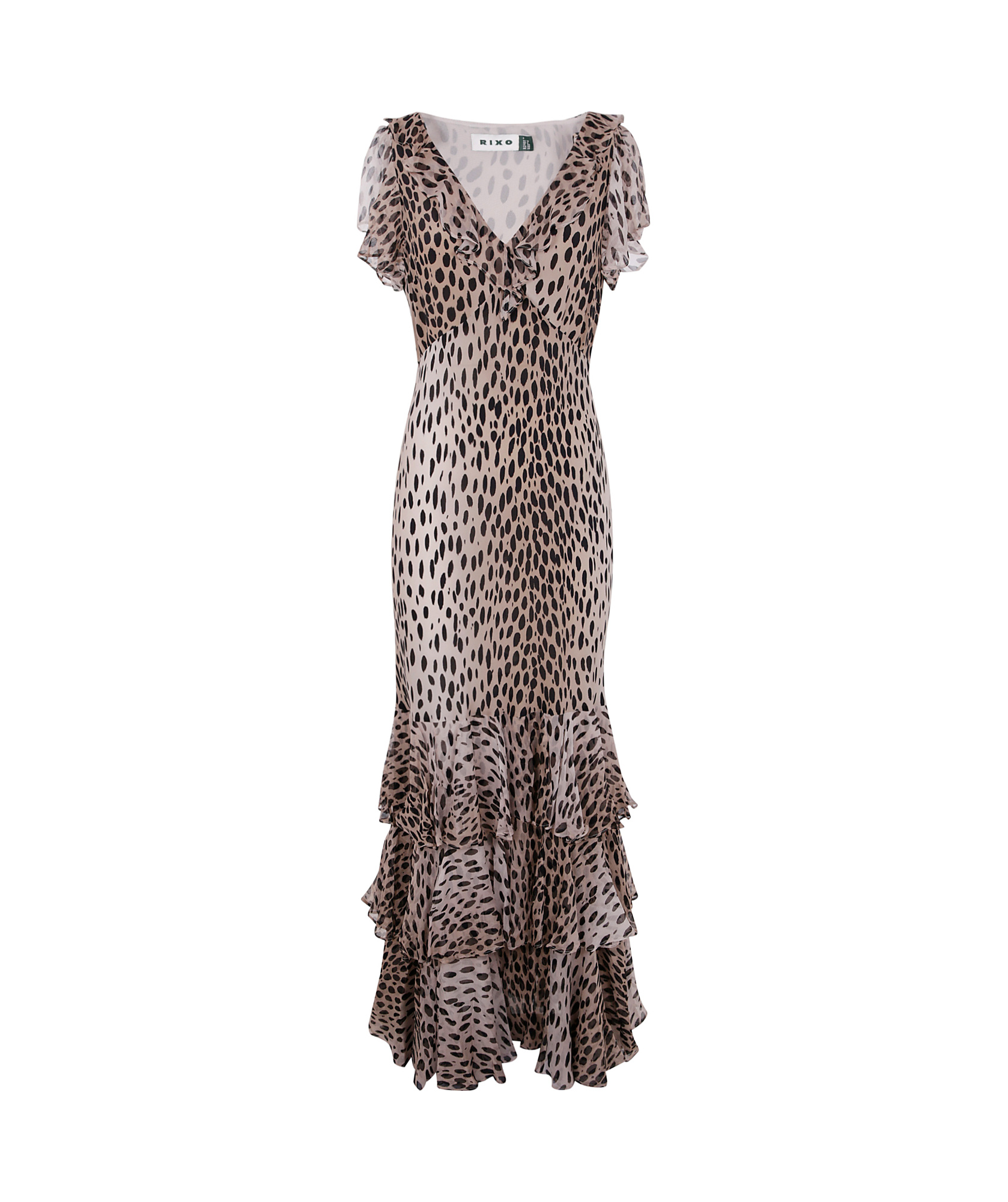 RIXO LONDON AMELLE RUFFLED MAXI DRESS